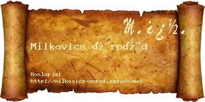 Milkovics Árpád névjegykártya
